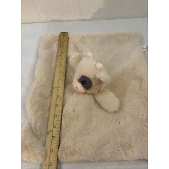 Linz baby soft blanket farm cow plush head rattle cream color 13"x16" replacemen - Picture 7 of 7